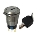 19mm Metal Key Switch Lock 2 Position Selector Latching Rotary Switch + Keys