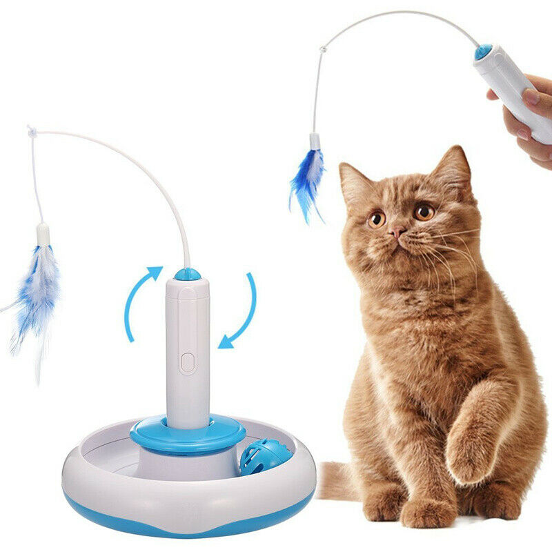Cat Interactive Toys Electric Rotate Feather Toys Spinning Teaser Wand Moti V2T8