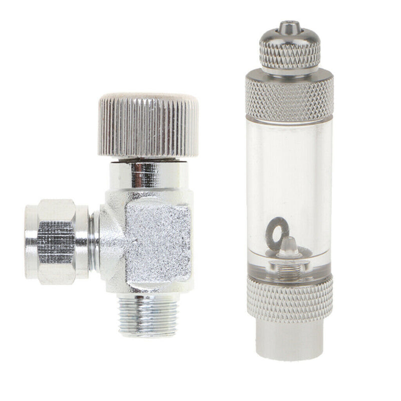 Set of 2,  Aquarium Bubble Counter with Adjustment Needle Solenoid Check Valve