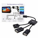 Chic 3in1 Micro USB HUB Male to Female and Double USB 2.0 Host OTG Adapter Cable