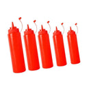 5Pcs Ketchup Mustard Jam Squeeze Bottle Sauce Condiment Dispenser w/Cap Red