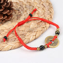 Chinese Feng Shui I Ching Ancient Coin Red String Attract Lucky Wealth Brace Ew