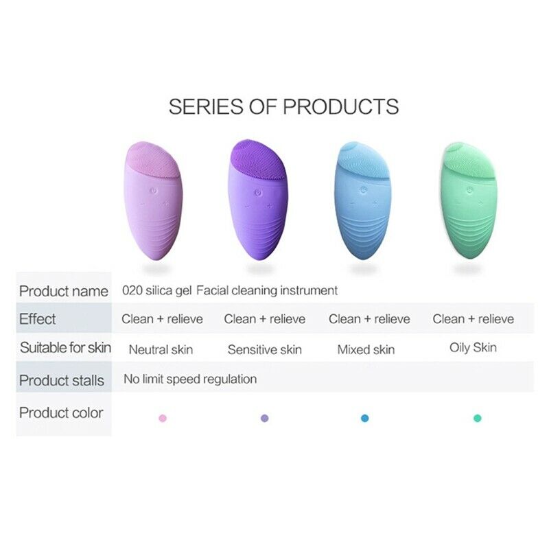 Facial Cleansing Brush Sonic Vibration Mini Face Cleaner Silicone Deep Pore H9E2