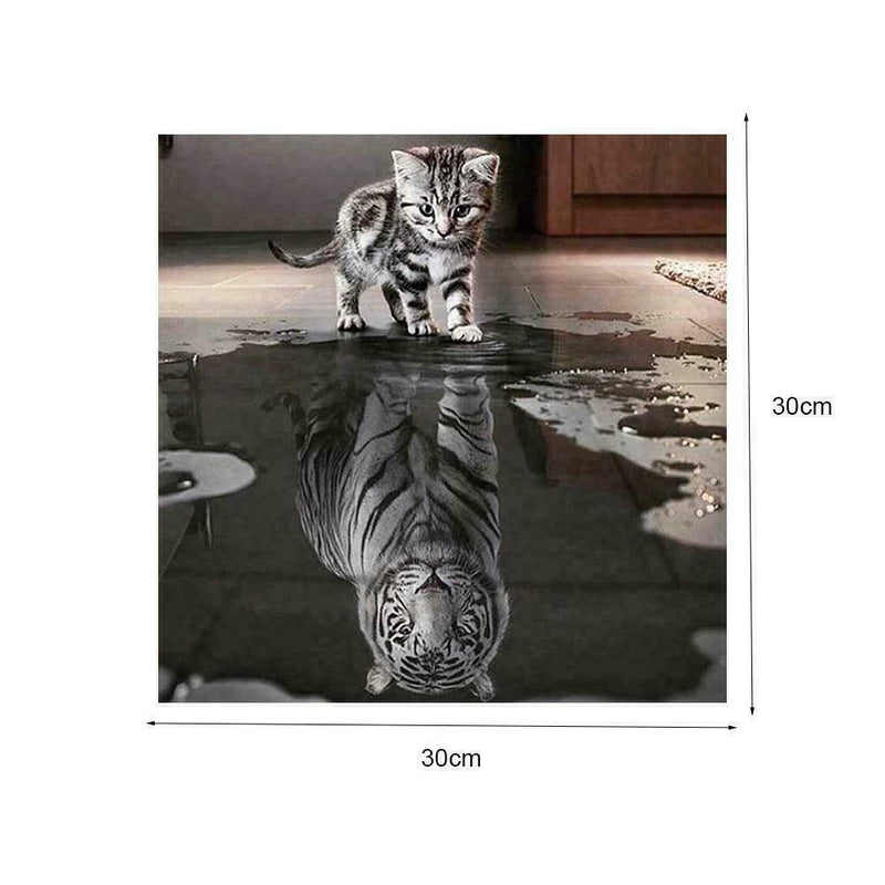 1*5D Reflection Tiger Diamond Painting Embroidered DIY Cross Stitch N8M5