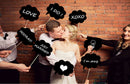 10 Chalkboard Cardboard Signs Speech Bubbles Photo Booth Props Wedding Party Z