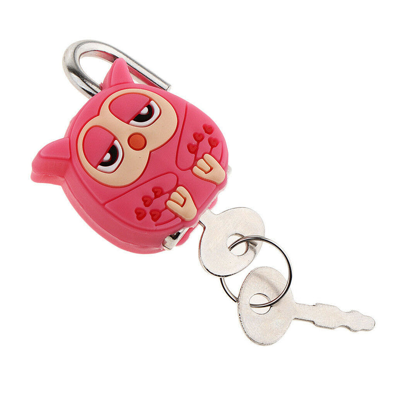 1 Set Red Owl Padlock Security Lock With Key Kid Gift Travel Lock Bag Lock