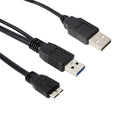 Dual USB 3.0 A to 1x USB 3.0 Micro-B Device Y Cable Move Hard Disk Cable  5Gbps