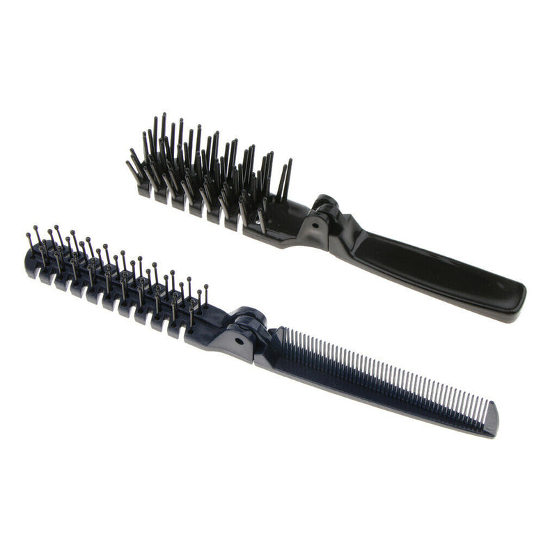 2x Lovely Multifunction Foldable Pocket Travel Hairbrush Massage Scalp Comb