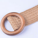 Braided Belt With Wooden Buckle Ladies Casual Solid Luxury Fashion Dress Su