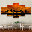 5 Panels HD Modern Abstract Painting Sunset Horse