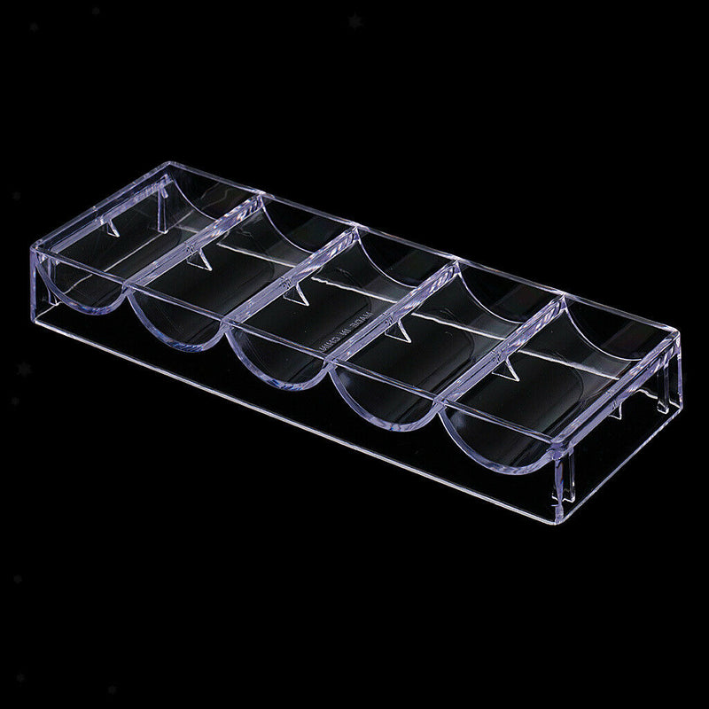 Transparent Acrylic Poker Chips Tray Display Case Box 100 Chips - No Lids