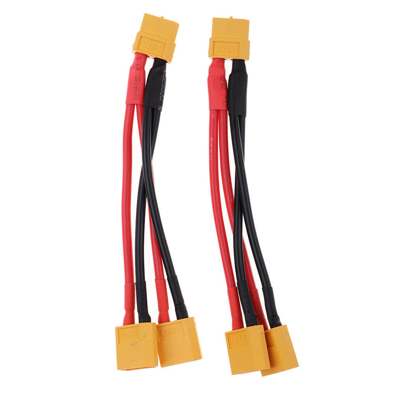 2pcs XT60 Male to Dual Female Parallel Connector Y Splitter Cable Wire 14AWG