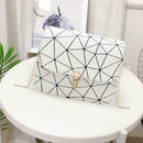 Geometric Print Shoulder Handbags Women PU Leather Chain Crossbody Bags