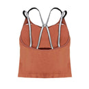 Women Summer Sleeveless Spaghetti Strap Seamless Bra Pads Vest Top (Red) A