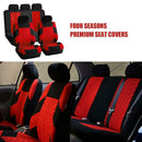 9pcs Car Seat Covers Tire Track Style Auto Styling Seat Protector (Red)