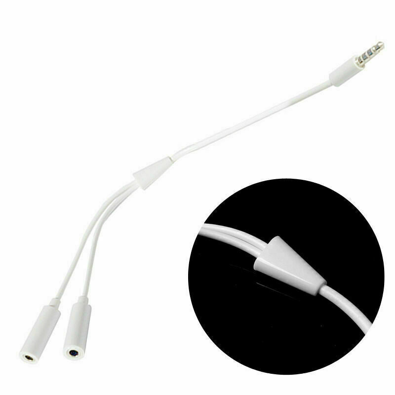 3.5mm Stereo Audio Male to 2 Female Headset Microphone Cable Y Splitter