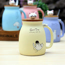 New sesame cat heat-resistant cup color cartoon with lid cup kitten milk co C4J6
