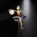 Gymnastics Girl Brooches for Women Cute Enamel Ballet Dancing Pin Bijouteri S6P5