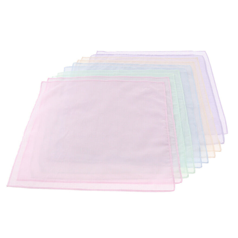 10pack Pure 100% Cotton Colorful Handkerchiefs Women Men Hanky Square Hankies