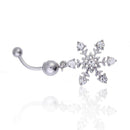 Snowflake Rhinestone Diamante Dangle Navel Belly Button Ring Jewelry Cute