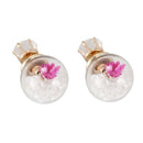 Korean Fashion Women Lady Elegant Rose Glass Ball Flower Rhinestone Stud Ea