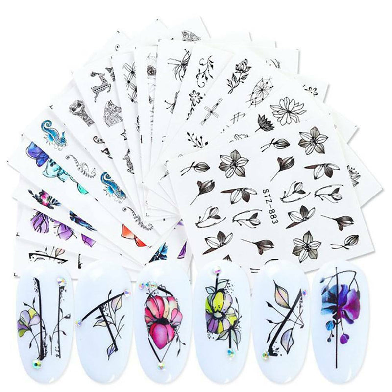 14pcs Butterfly Nail Stickers Water Transfer Decals Nail Art Decor Tips Art