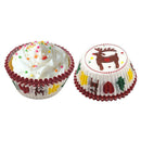 100 PCS Grease-proof Cake Cup Paper Tree Reindeer Baking Muffle Cupcake ALS8