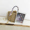 Women's Beach Handbag Straw Shoulder Bag with Handles and Silk Ribbon Bucke H5I5