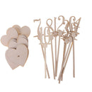 Natural 1-20 Free Standing Wooden Table Numbers with Heart Base Party Decor