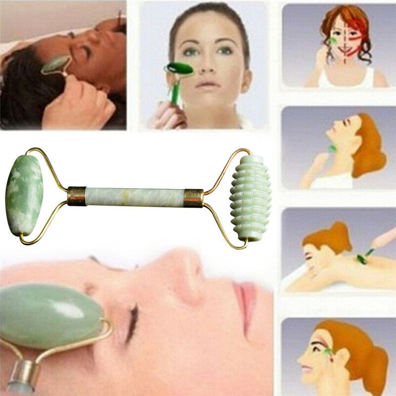 Natural Jade Stone Face Massager Roller Spa Head Neck Facial Beauty Tool 3CAU