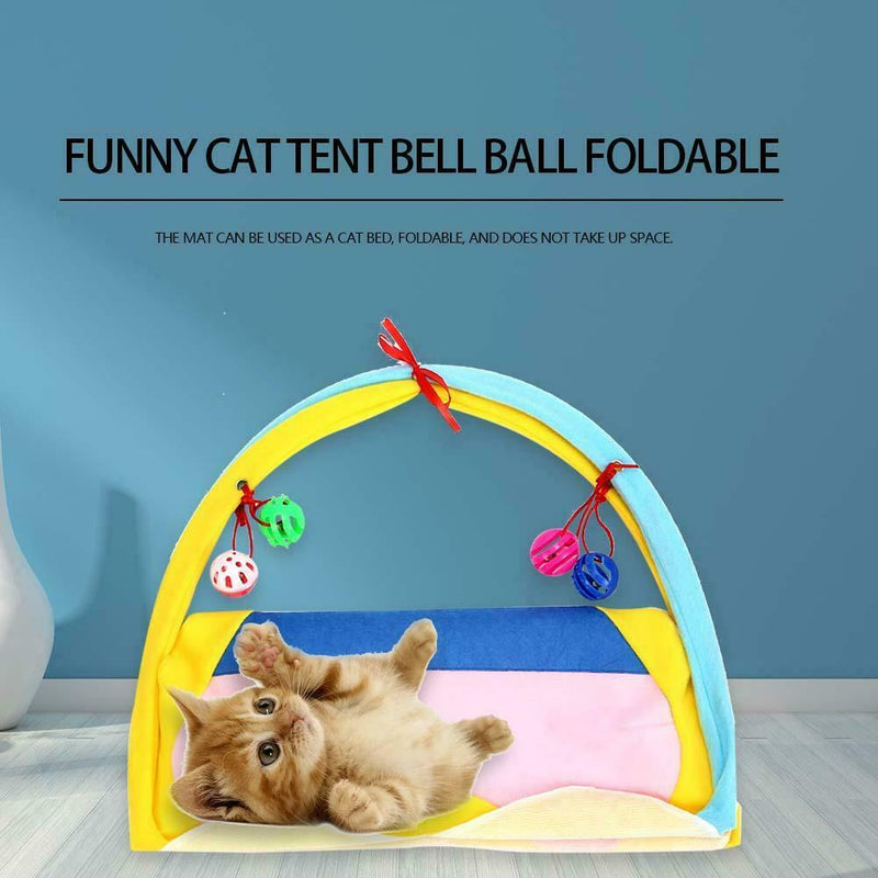 Cat Play Tent Hammocks Sleep Bed Foldable Kitten Mat with Balls Pets Toys