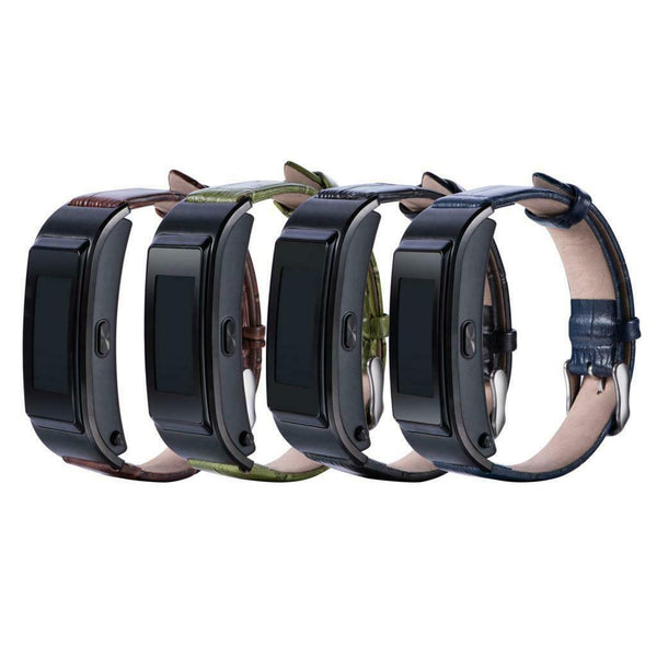 Smart Sports Bluetooth PU Leather Watch Strap for Huawei B5 18mm Blue