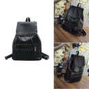 Fashion Women PU Leather Rivet Backpack Casual Girls School Bag Black