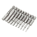 10 Piece Hex Head Long Allen Bit Set Quick Release Shank Impact Driver Drill