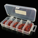 51 Pcs/Set Red Worm High Carbon Steel Fishing Hook For Texas Rig Soft Bait MO