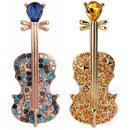 Fashion Violin Brooches For Women Crystal Instruments Lapel Brooch Pins Fem L5F8
