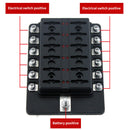 12-Way Fuse Box Red Led Indicator 12Pcs Terminal For Car Marine Caravan Tru