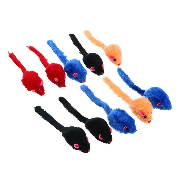 10pcs/lot Mini Colorful Cat Toys Plush False Mouse Toys for Cats Kitten #gib