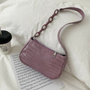 Retro Alligator PU Women Handbag Tote Street Underarm Shoulder Bag (Purple)