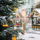 Wooden Star Pendant Xmas Tree LED Fairy Light Ornaments (Christmas Moose) A