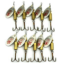 10 Pcs/Set Metal Fishing Baits Metal Dot Pattern Spinner Lures with Hook 6. BX
