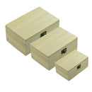 3x 125/150/175mm Plain Unfinished Wooden Storage Box for Jewelry Gift Gadget