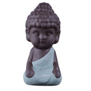 4 Pieces Tea Tray Decor - Little Monk Buddha Ceramic Statues Holder Tea Pet