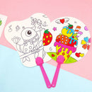 1Pc DIY kids coloring cartoon hand fan craft kindergarten drawing toys OZ