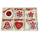 DIY Christmas Hanging Snowflakes Star Tree Wooden Pendant Ornament (18pcs) A