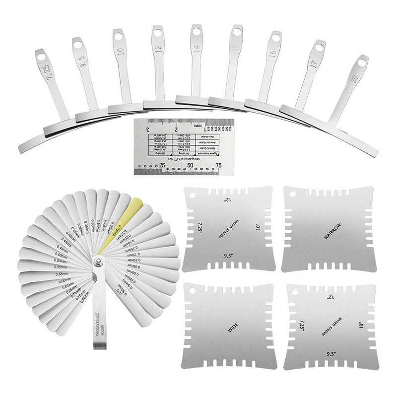 1 Set Guitar Measure Tool Understring Radius String Feeler Notched Radius Gauges