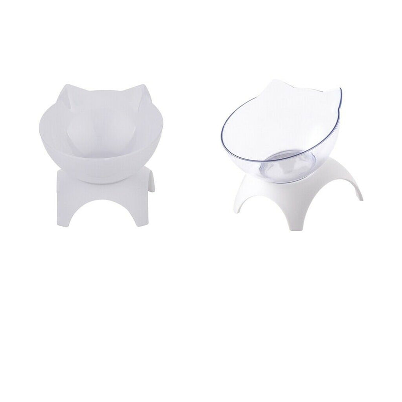 2x Cat Feeder Single Bowl Dog Elevated Stand Dish Food Water Feeding Container