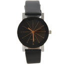Fashion Round ray Leather belt Quartz watch Black (Women)