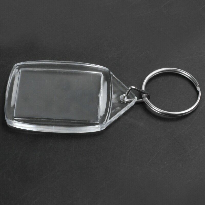 50x Clear Acrylic Plastic Blank Keyrings Insert Passport Photo Keychain Key K8N1