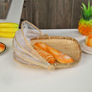 Handmade Bamboo Woven Bug Proof Wicker Food Basket with Gauze Dustproof Cover